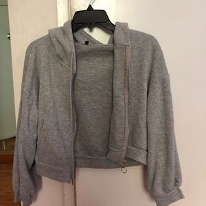 Gray zip up jacket